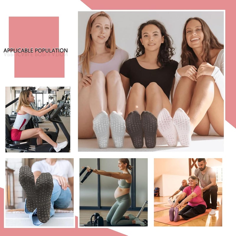 BLONGW 5 Pairs Pilates Socks Yoga Socks with Grips for Women Non Slip, Pilates, Workout, Pure Barre, Ballet, Dance, Hospital Socks - Image 2